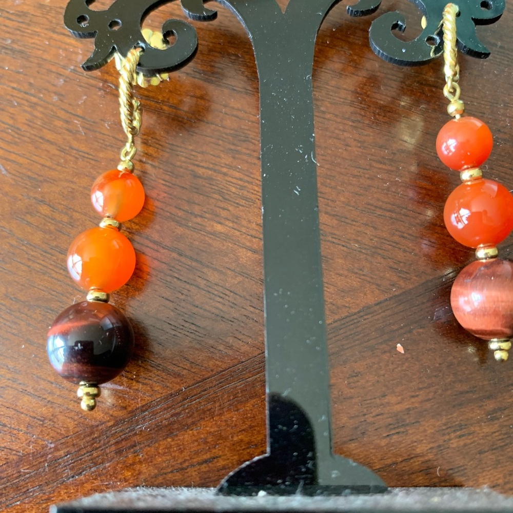 David Yurman 18k tigers’s eye drop earrings